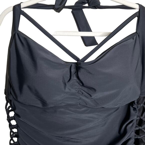 Ashley Graham x Swimsuits for All one piece Swimsuit Lattice Cutouts Size 24 - Picture 5 of 6